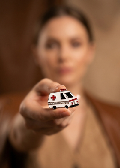 AMBULANCE CAR ENAMEL PIN