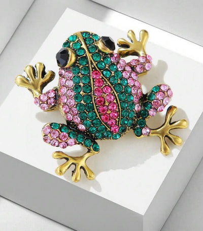 CRYSTAL FROG BROOCH