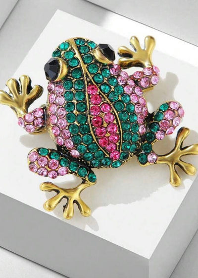 CRYSTAL FROG BROOCH