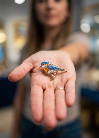 ENAMEL BLUEBIRD BROOCH