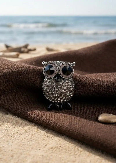 BLACK OWL BROOCH