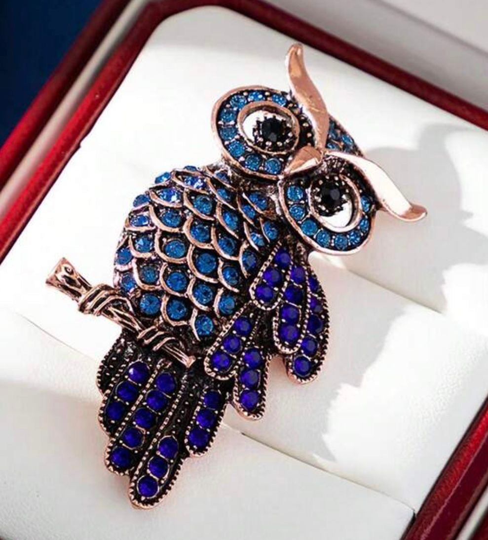 BLUE OWL BROOCH