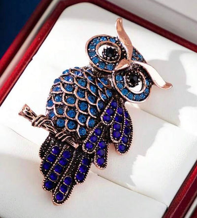 BLUE OWL BROOCH