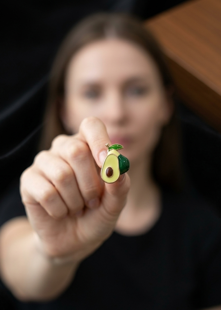 GOLD-TON AVOCADO ENAMEL PIN Main image