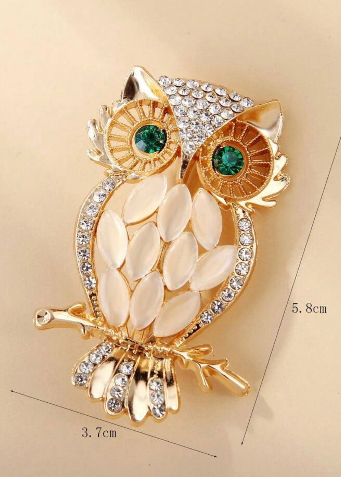 GOLD CRYSTAL OWL BROOCH Secondary image
