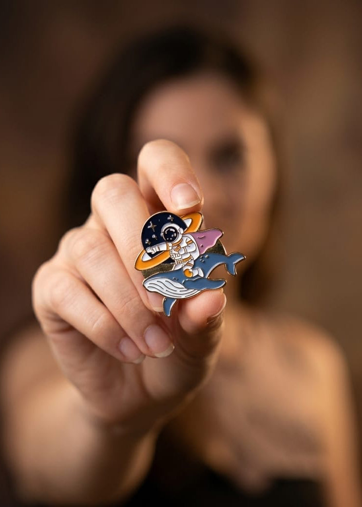 SPACE WHALE ENAMEL PIN