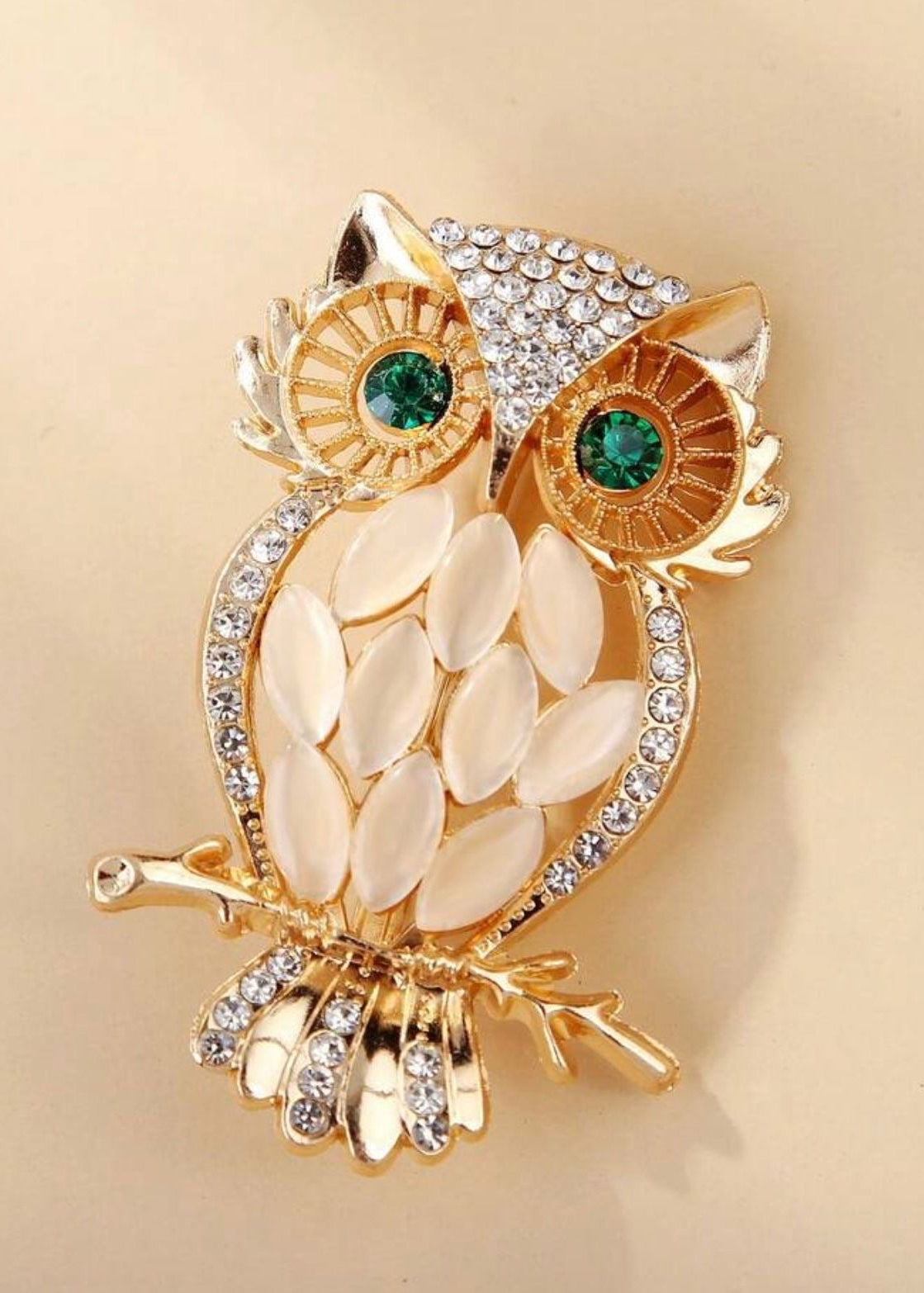 GOLD CRYSTAL OWL BROOCH Main image