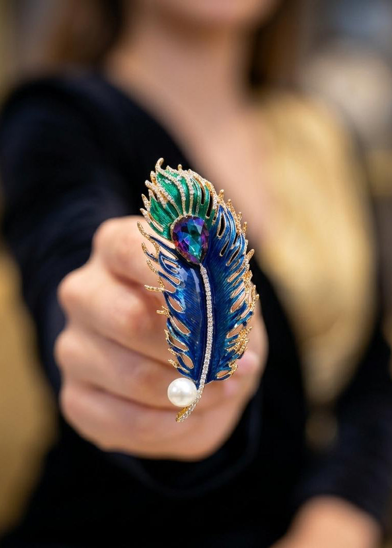 PEACOCK FEATHER BROOCH