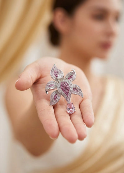 PINK ORCHID BROOCH