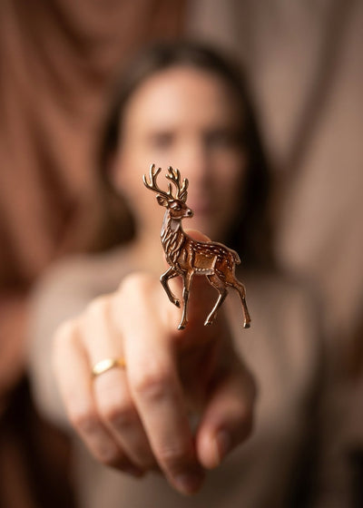 ENAMEL DEER WITH ANTLERS BROOCh