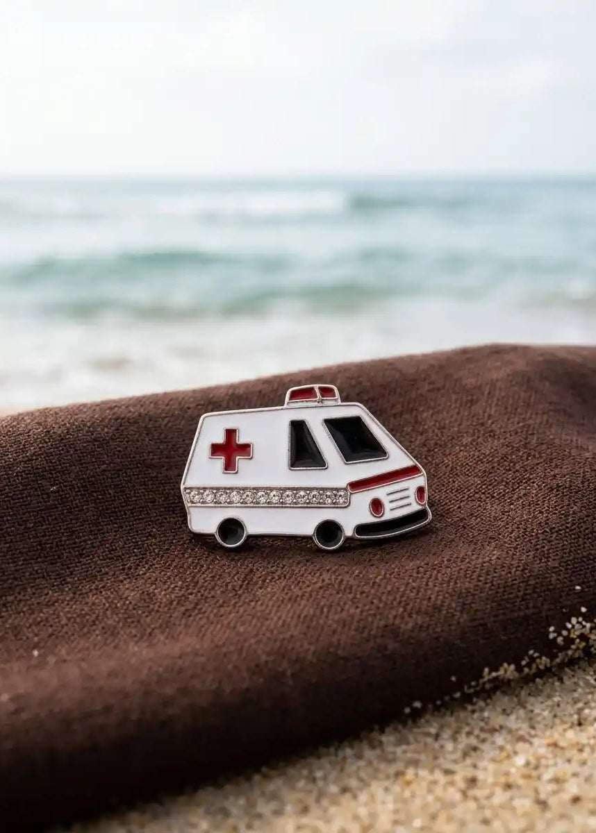AMBULANCE CAR ENAMEL PIN