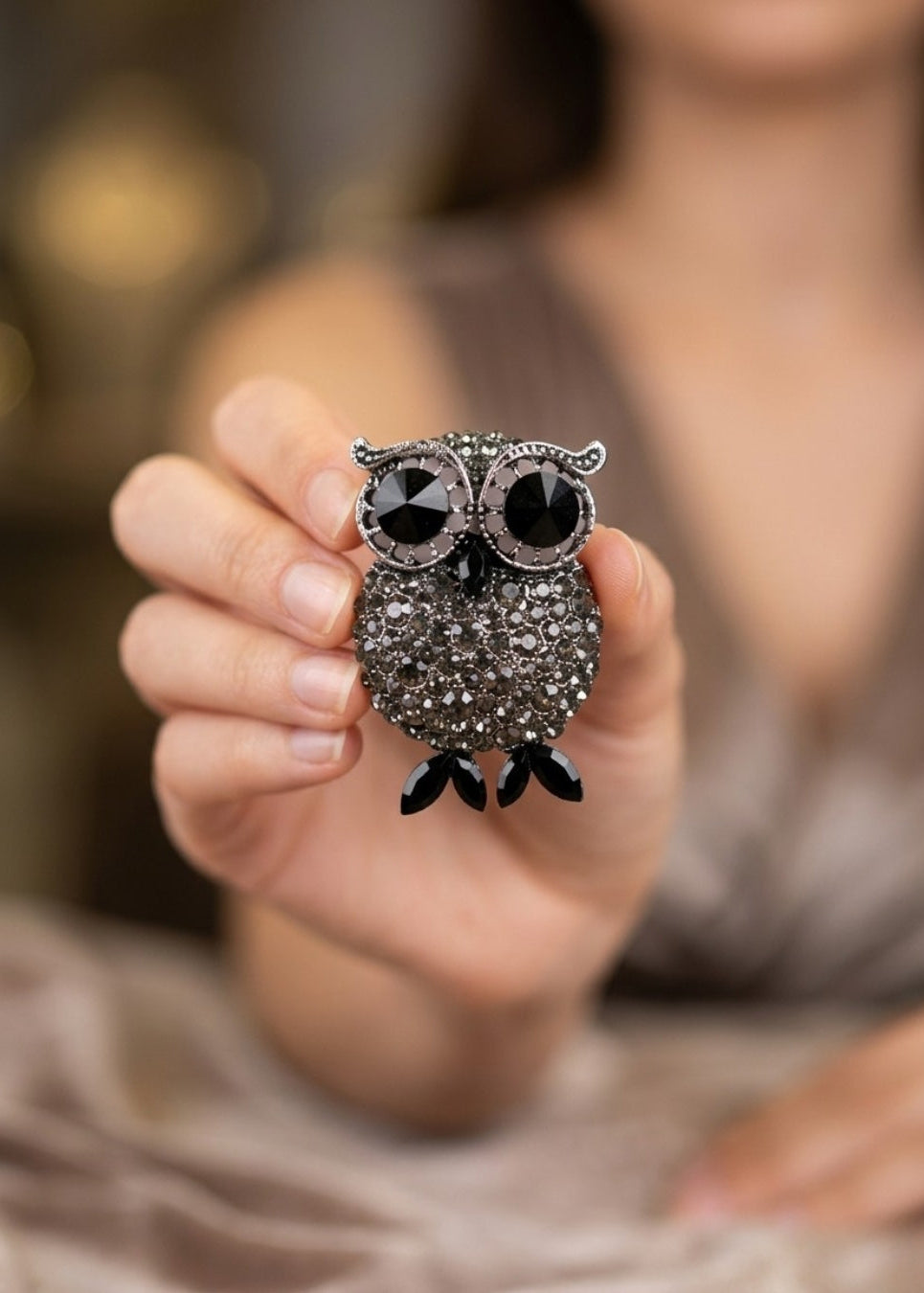 BLACK OWL BROOCH Secondary image